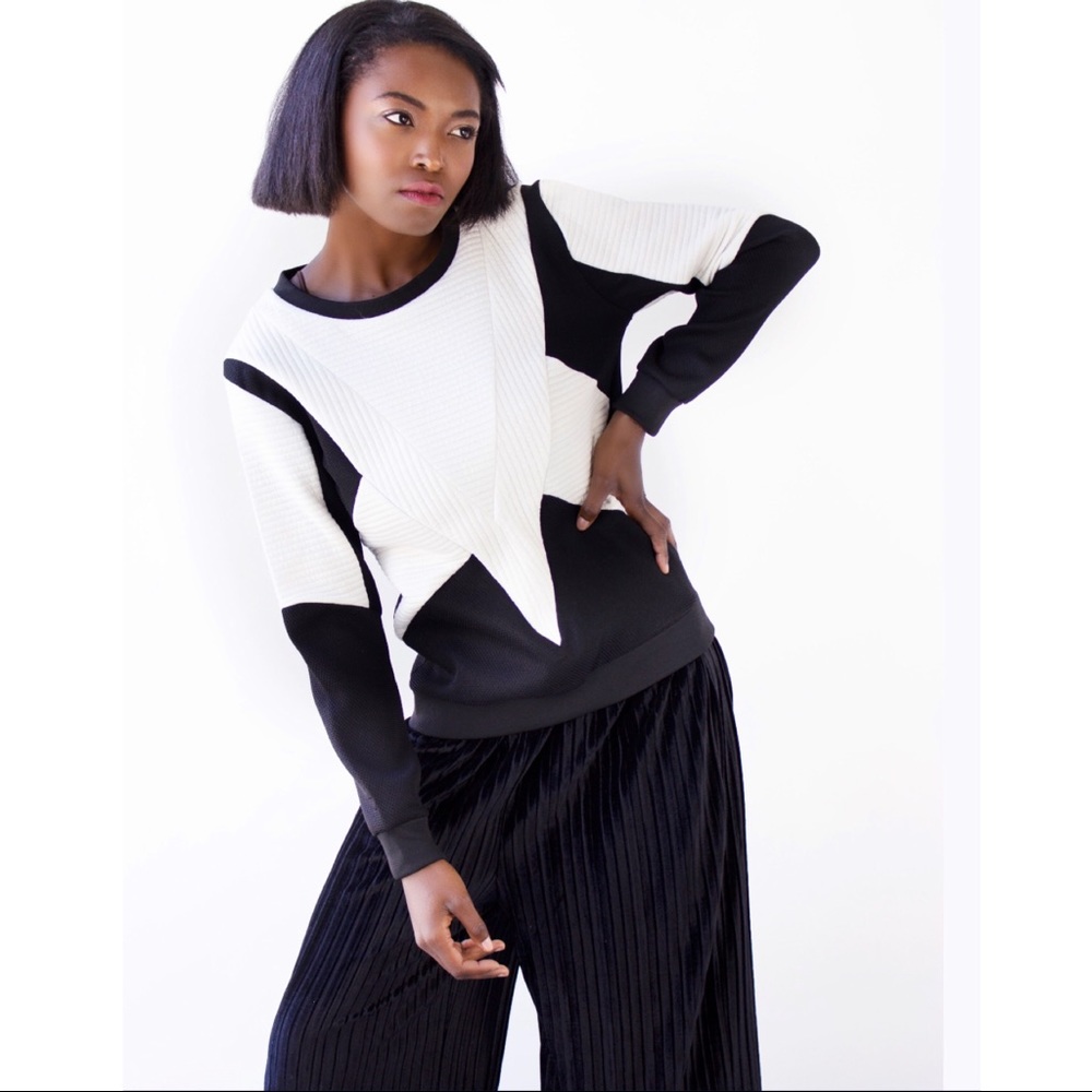 Black and white geometric sweater